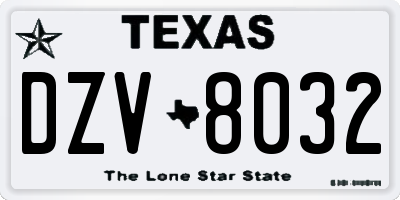 TX license plate DZV8032