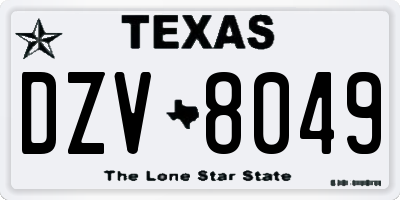 TX license plate DZV8049