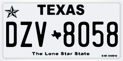 TX license plate DZV8058