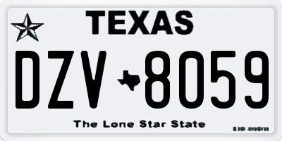 TX license plate DZV8059