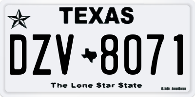 TX license plate DZV8071