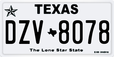 TX license plate DZV8078