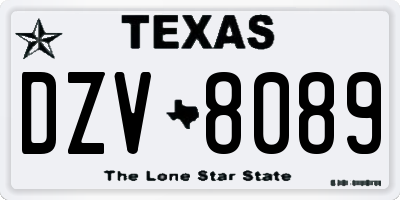 TX license plate DZV8089