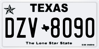 TX license plate DZV8090
