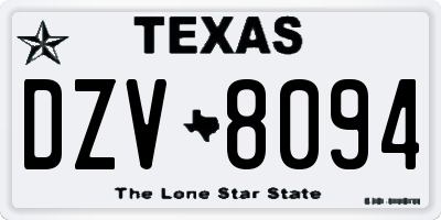 TX license plate DZV8094