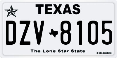 TX license plate DZV8105