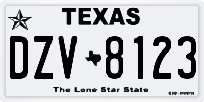 TX license plate DZV8123