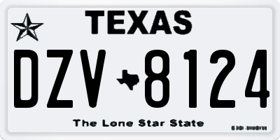 TX license plate DZV8124