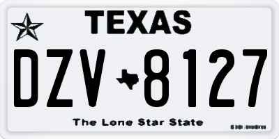 TX license plate DZV8127