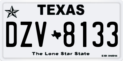 TX license plate DZV8133