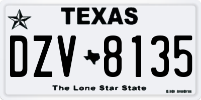 TX license plate DZV8135