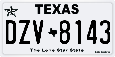 TX license plate DZV8143