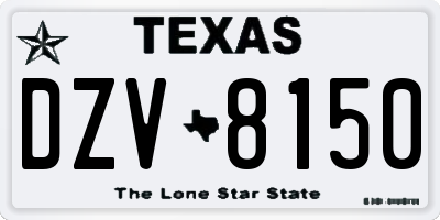TX license plate DZV8150