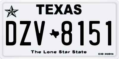 TX license plate DZV8151