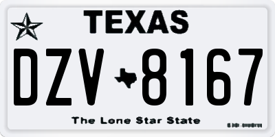 TX license plate DZV8167