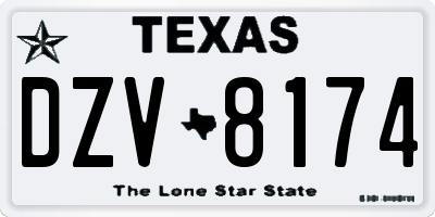 TX license plate DZV8174