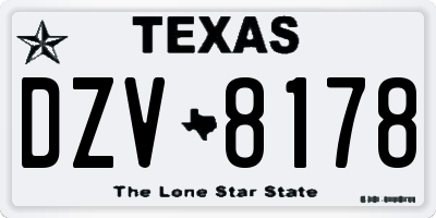 TX license plate DZV8178