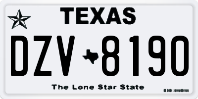 TX license plate DZV8190