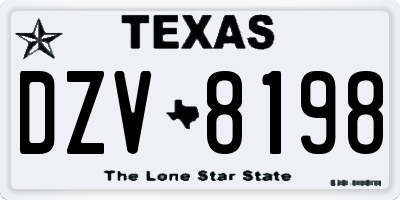 TX license plate DZV8198