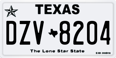TX license plate DZV8204