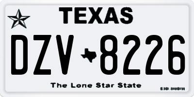 TX license plate DZV8226