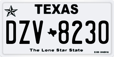 TX license plate DZV8230