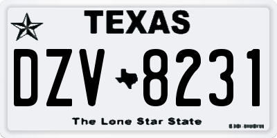 TX license plate DZV8231