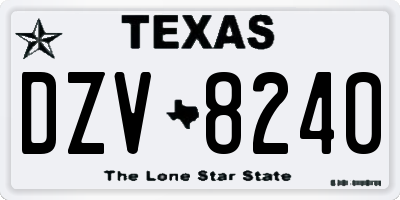 TX license plate DZV8240