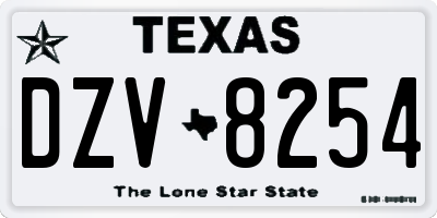TX license plate DZV8254