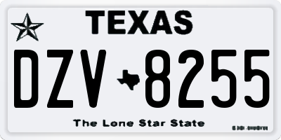 TX license plate DZV8255