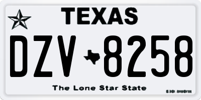 TX license plate DZV8258