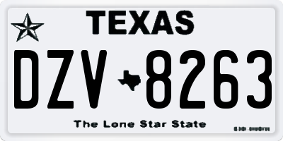 TX license plate DZV8263