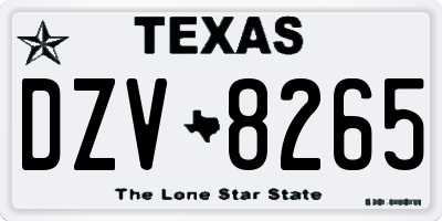 TX license plate DZV8265