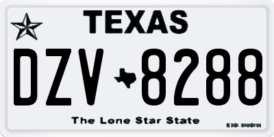 TX license plate DZV8288