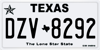 TX license plate DZV8292
