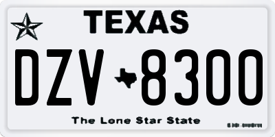TX license plate DZV8300