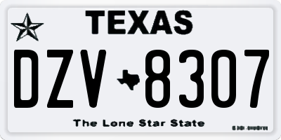 TX license plate DZV8307