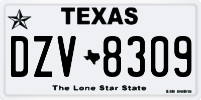 TX license plate DZV8309