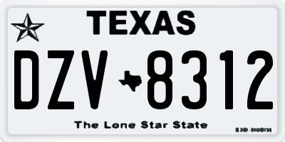 TX license plate DZV8312