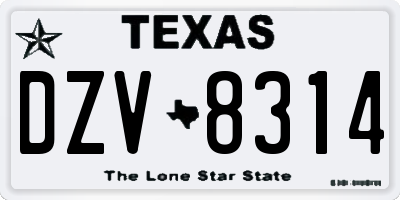 TX license plate DZV8314