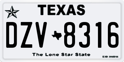 TX license plate DZV8316