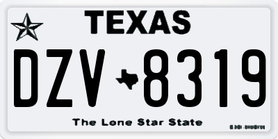 TX license plate DZV8319