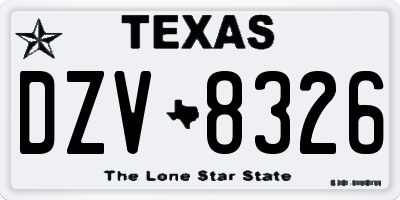 TX license plate DZV8326