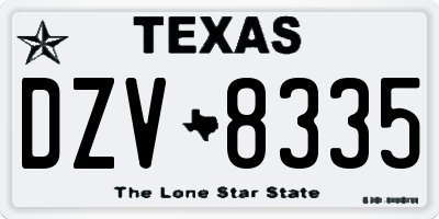 TX license plate DZV8335
