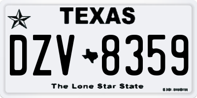 TX license plate DZV8359