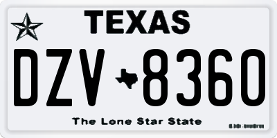 TX license plate DZV8360
