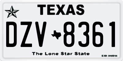 TX license plate DZV8361