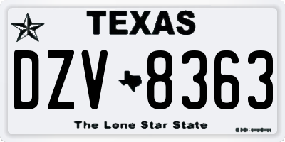 TX license plate DZV8363