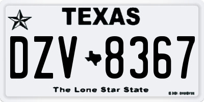 TX license plate DZV8367