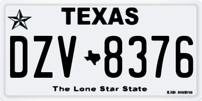 TX license plate DZV8376